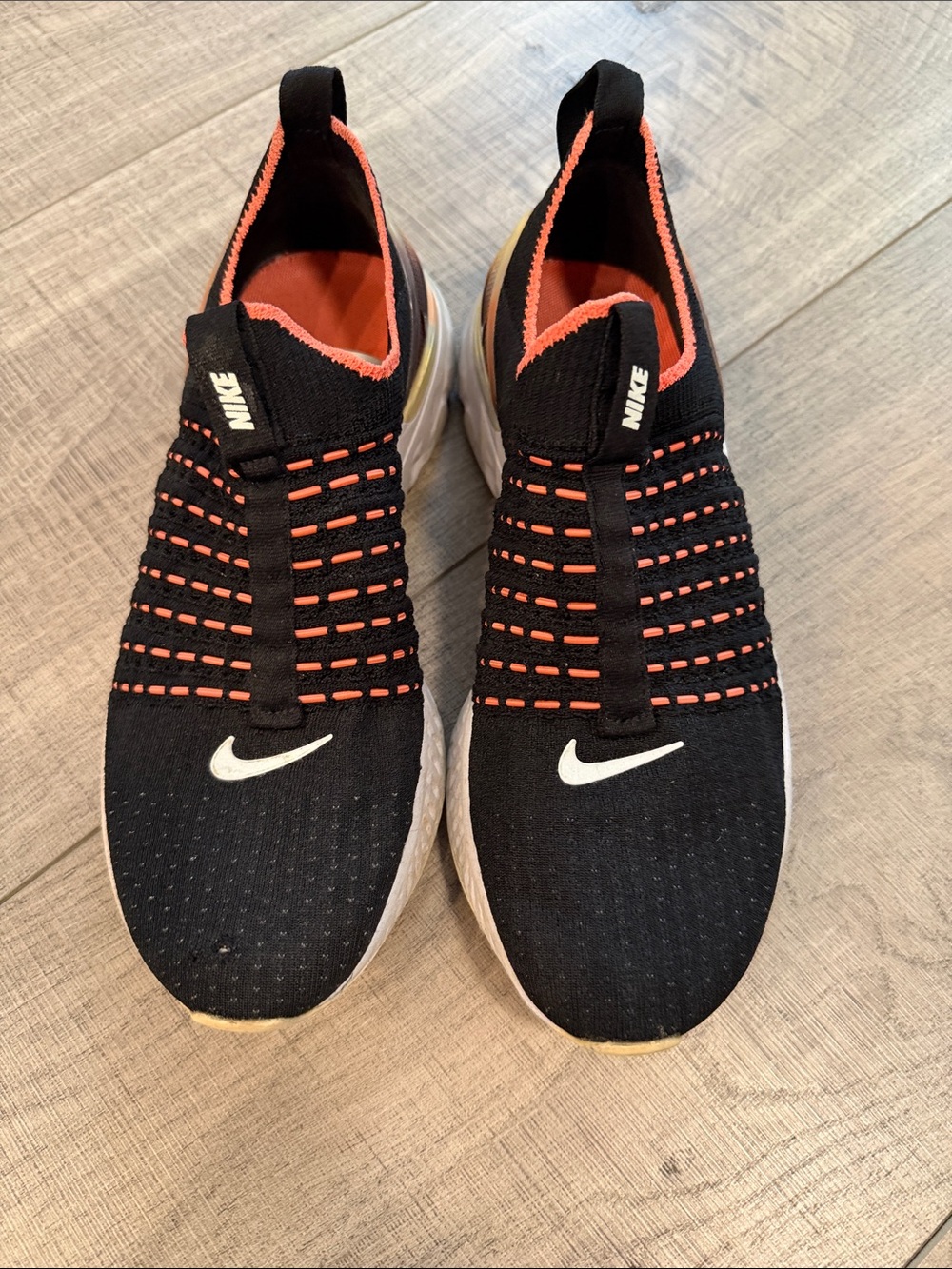 Nike Women’s Black & Orange Slip-On Knit phantom Sneakers